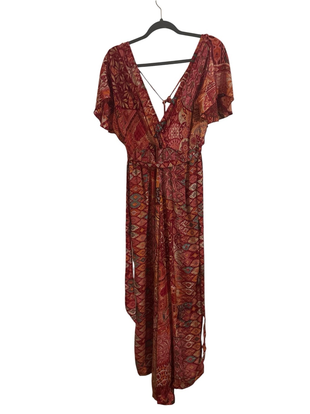 Red Printed Boho Jumpsuit